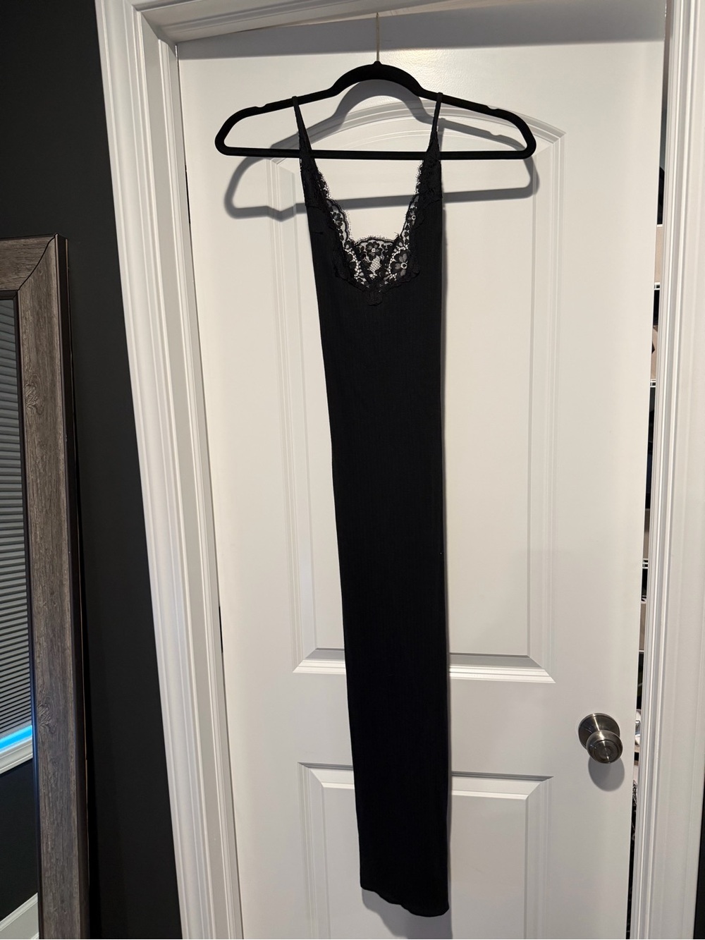 Pointelle Rib Lace-Trim Maxi Slip Dress
